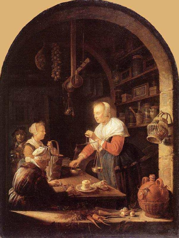 Gerrit Dou The Grocers Shop oil painting image
